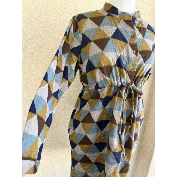 Ashir Aley Geometric Artsy Dress Size XL Mini Long Sleeves Pockets Casual Work - Picture 10 of 14